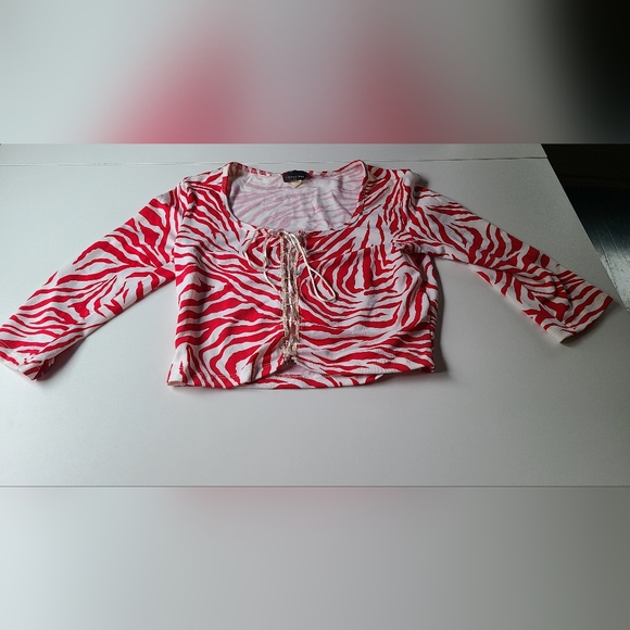 I.Clothing U.S.A Tops - Red and White Zebra Print Crop Top